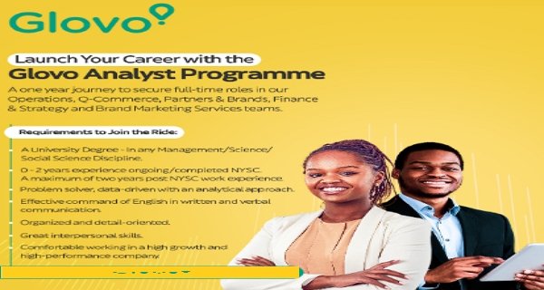 Glovo Analyst Program for Young Nigeria Graduates 2024