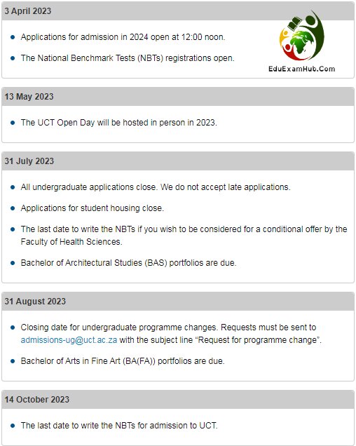 UCT Online Application 2024 Closing Dates, Courses, Fees, Eligibility